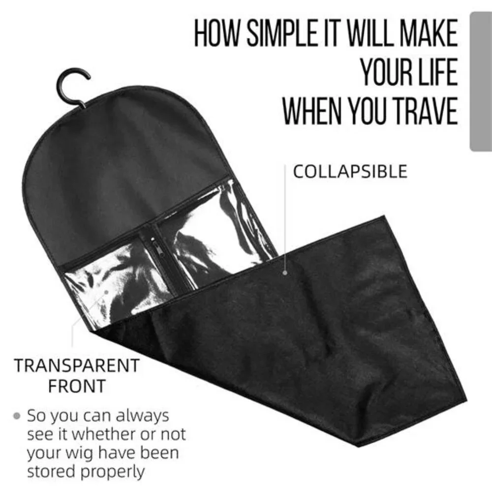 Hair Extension Wig Storage Bags with Hanger Set of 3 Dust Proof Closet Organizer